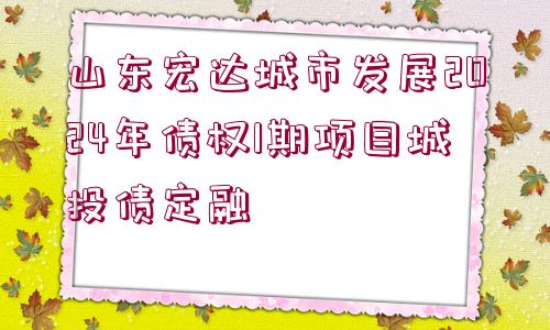 山東宏達(dá)城市發(fā)展2024年債權(quán)1期項(xiàng)目城投債定融