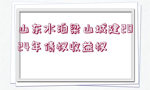 山東水泊梁山城建2024年債權收益權