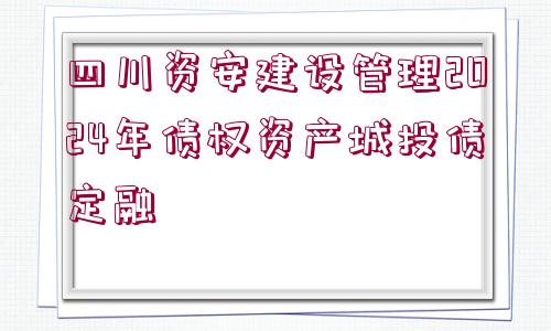 四川資安建設(shè)管理2024年債權(quán)資產(chǎn)城投債定融