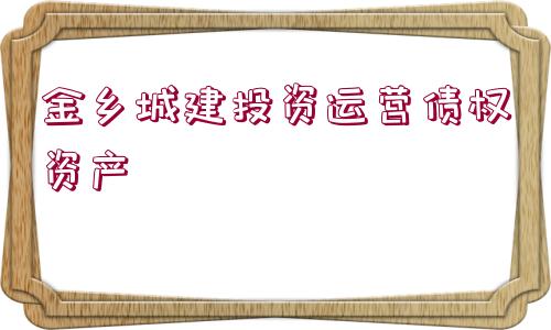 金鄉(xiāng)城建投資運(yùn)營(yíng)債權(quán)資產(chǎn)