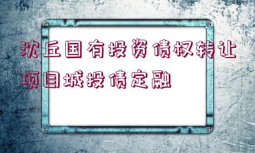 沈丘國有投資債權(quán)轉(zhuǎn)讓項目城投債定融