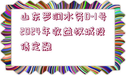 山東羅潤(rùn)水務(wù)D-1號(hào)2024年收益權(quán)城投債定融