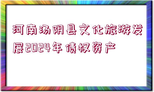 河南湯陰縣文化旅游發(fā)展2024年債權資產