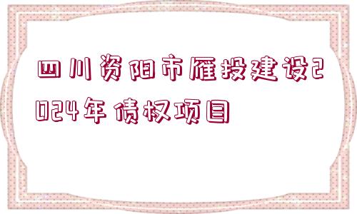 四川資陽市雁投建設2024年債權項目