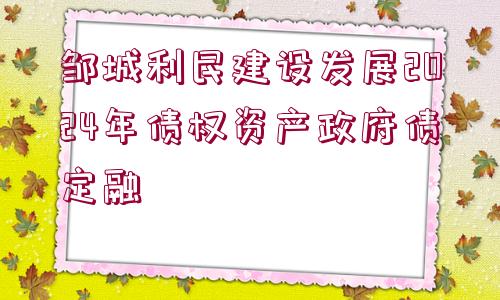 鄒城利民建設(shè)發(fā)展2024年債權(quán)資產(chǎn)政府債定融