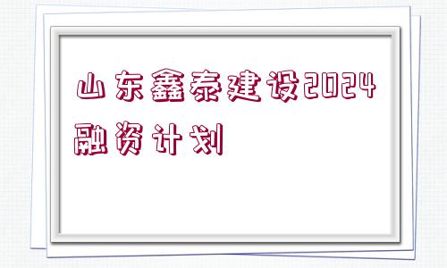 山東鑫泰建設2024融資計劃