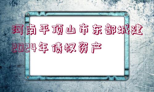 河南平頂山市東部城建2024年債權資產(chǎn)