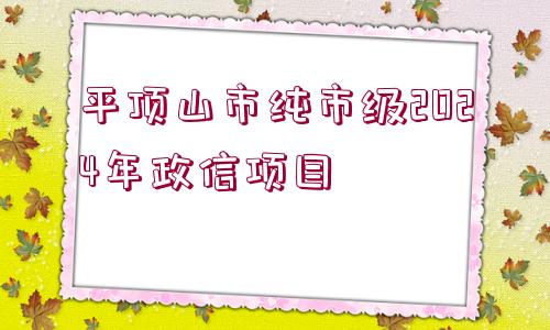 平頂山市純市級2024年政信項目