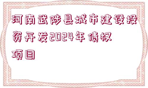 河南武陟縣城市建設(shè)投資開(kāi)發(fā)2024年債權(quán)項(xiàng)目