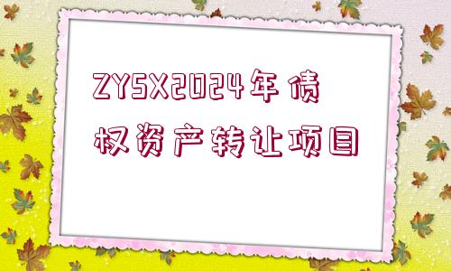 ZYSX2024年債權(quán)資產(chǎn)轉(zhuǎn)讓項(xiàng)目